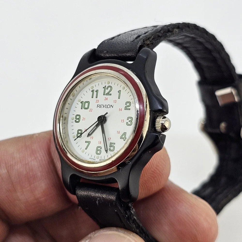 Revlon Watch Women 25MM White Dial Black Nylon Bands Up to 6